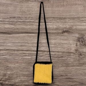 Handcrafted Yellow and Black Crochet Shoulder Bag
